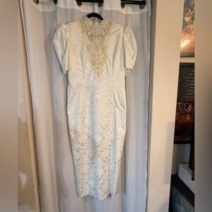 Scott McClintock Cream Maxi Dress with Gold Accents